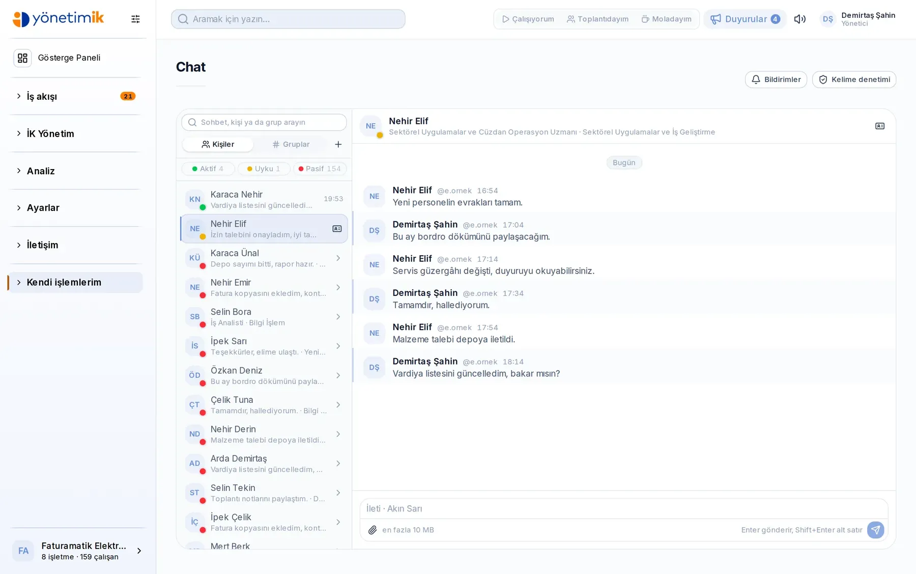 Chat — Kurum İçi Yazışma görseli