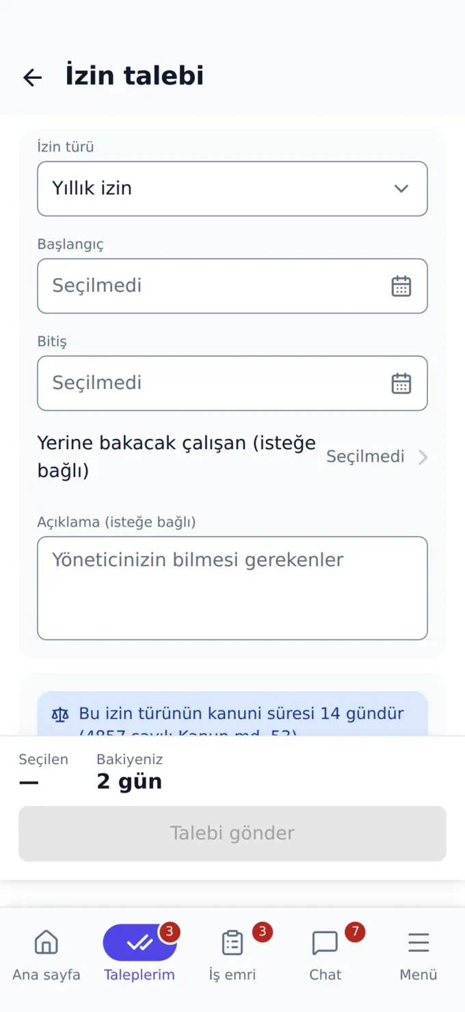 İzin talebi